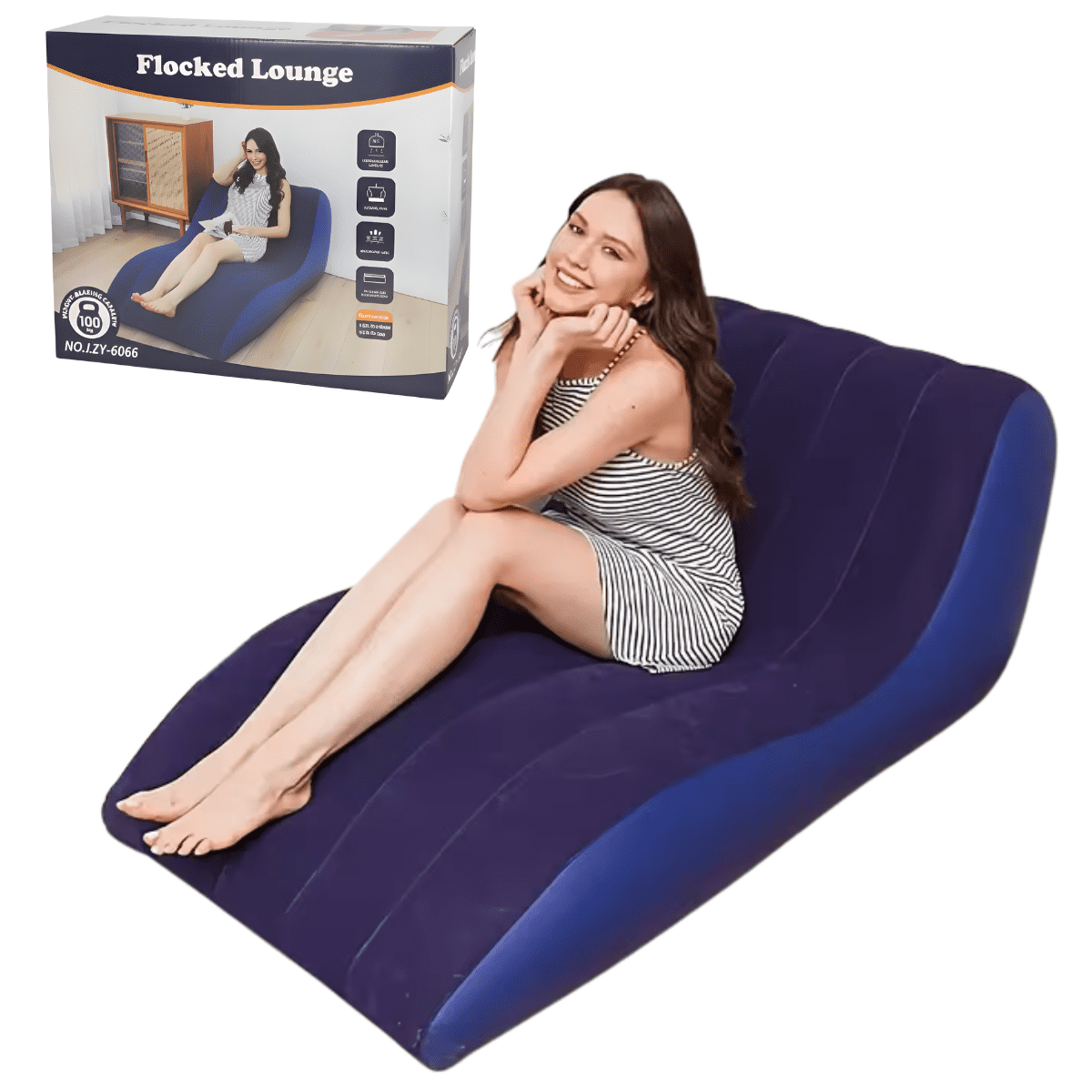 Genérica - Sillón Sofá Inflable Lounge Ergonómico Flocado Terciopelo