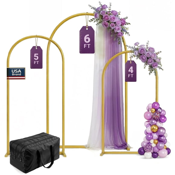Set de soportes Arch Background K-Brands Gold Metal de 1,8 m, 1,5 m y 1,2 m