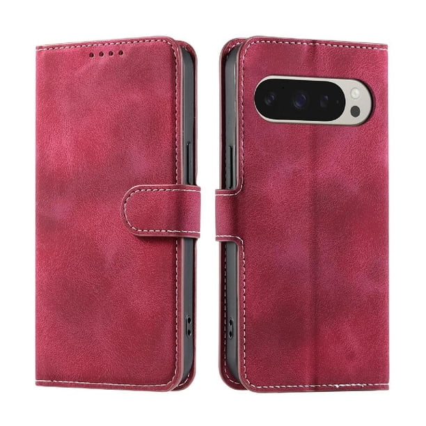Funda Cartera para Google Pixel 9 Pro XL Tapa con Ranuras, Soporte y Correa Rojo
