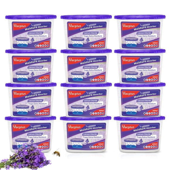 Absorbedor de humedad Vacplus, paquete de 12 unidades, 310 ml, para baño y armario