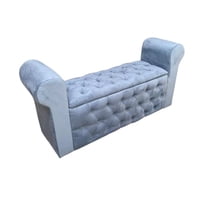 Muebles Hvm - Banqueta Baul Hvm Capitone Gris Felpa