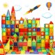 thumbnail image 1 of Azulejos magnéticos Little Vo 180 unidades con 2 coches para niños de más de 3 años, 1 of 7