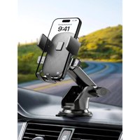 Genérico - Soporte Ajustable Para Teléfono Móvil - Fácil Instalación En Salpicadero Y Parabrisas - Accesorio Universal Para Teléfono Móvil, Apto Para Iphone Y Smartphones Android-Negro