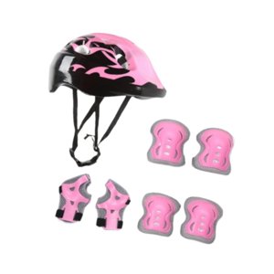 Ioensy - Casco De Bicicleta Para Niños, Rodilleras, Coderas, Muñequeras, Equipo Para Deportes Al Aire Libre, Patinaje, Color Rosa