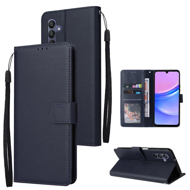 Funda Cartera para Samsung Galaxy A16 con Tarjetero, Soporte y Cordón - Protección Azul
