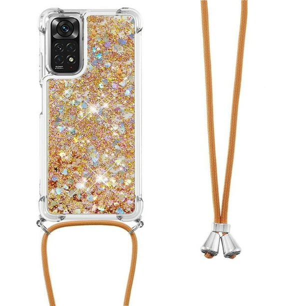 Funda FOXDOCK para Xiaomi Redmi Note 12s 4G con Cuerda Ajustable, Brillo Líquido, Protección Antigolpes y Lente – Ideal para Regalo