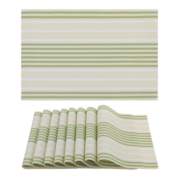 Juego de Manteles Individuales REGALWOVEN de 8 para Decoración de Mesa de Comedor de Cocina, Manteles Lavables y Limpiables Verde 18*12in