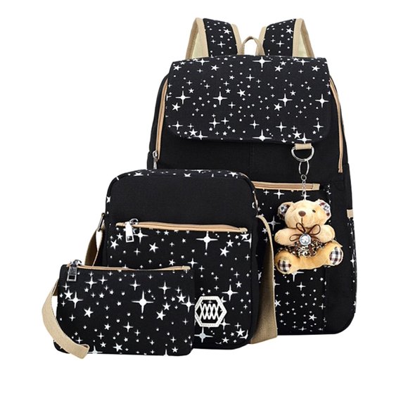 Set de mochilas de lona con estampado de estrellas Bansusu para niñas adolescentes