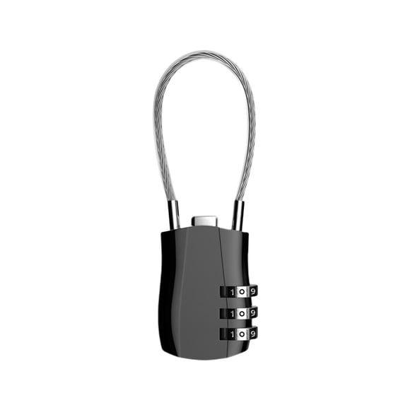 Cerradura De Combinación De 3 Dígitos Cerradura De Contraseña De Cable De Metal Para Gabinetes Bolsas Equipaje Negro