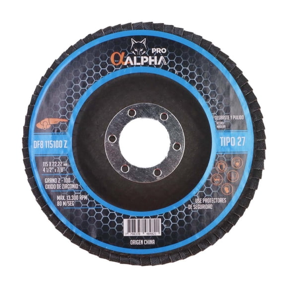 Disco Flap Para Acero Inox 4 1/2'' Zirconio - Alpha azul