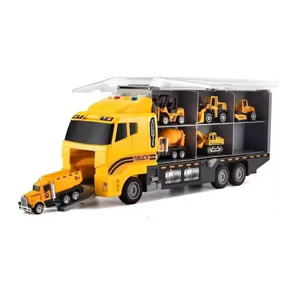 Genérico - Camión Transportador Con Seis Camiones De Construcción Color Amarillo