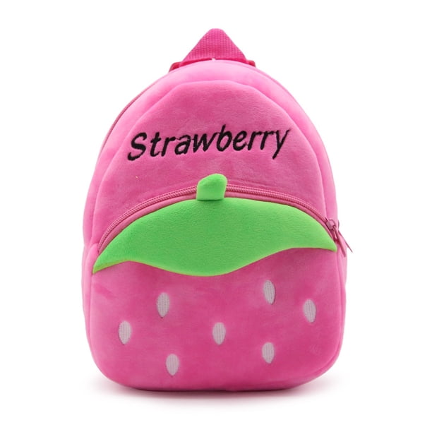 Cute Strawberry Plush Backpack Cartoon Animal Mini School Bags Candy Bag for Kids Baby Girl Boy Gift 1-3 Years