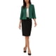 thumbnail image 2 of INSPIRE CHIC Elegante Blazer Corto para Mujeres Regreso a Clases Atuendo de Maestra Abierto al Frente Sin Cuello Manga 3/4 Chaqueta de Traje de Negocios Peplum S Verde Oscuro, 2 of 6