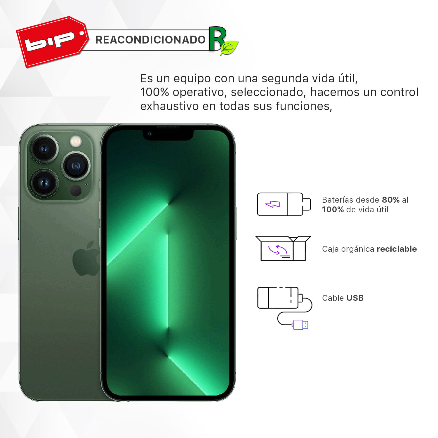 Apple - Iphone 13 Pro 128 Gb Alpine Green - Reacondicionado Grado A