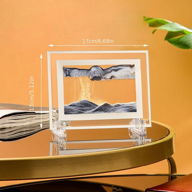 1pc Moving Sand Art Picture Round/Rectangular Glass 3D Deep Sea Sandscape In Motion Display Flowing Sand Frame Relaxing Desktop Home Office Work Decor