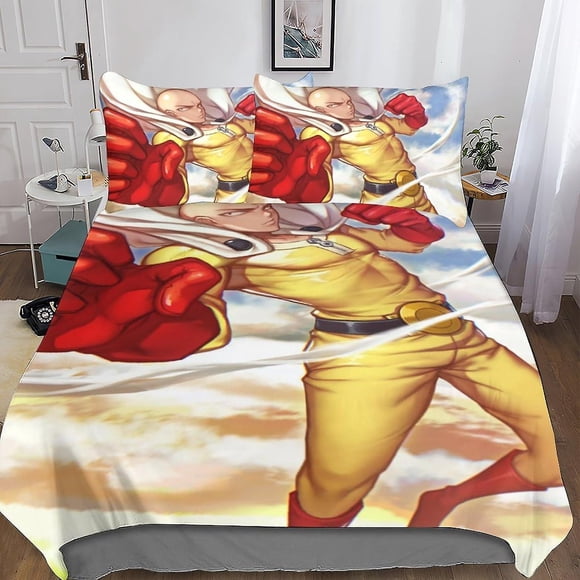 One Punch man Juego De Funda Nórdica Passion Con Estampado 3d Juego De Ropa De Cama De Microfibra Funda De Edredón Hipoalergénica Ultrasuave Con Cremallera C