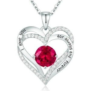 Heshpaws - Collar Colgante De Amor De Amor Con Piedra De Nacimiento Zirconia, Regalo De Joyería De Las Mujeres Para La Navidad, Cumpleaños, Aniversario