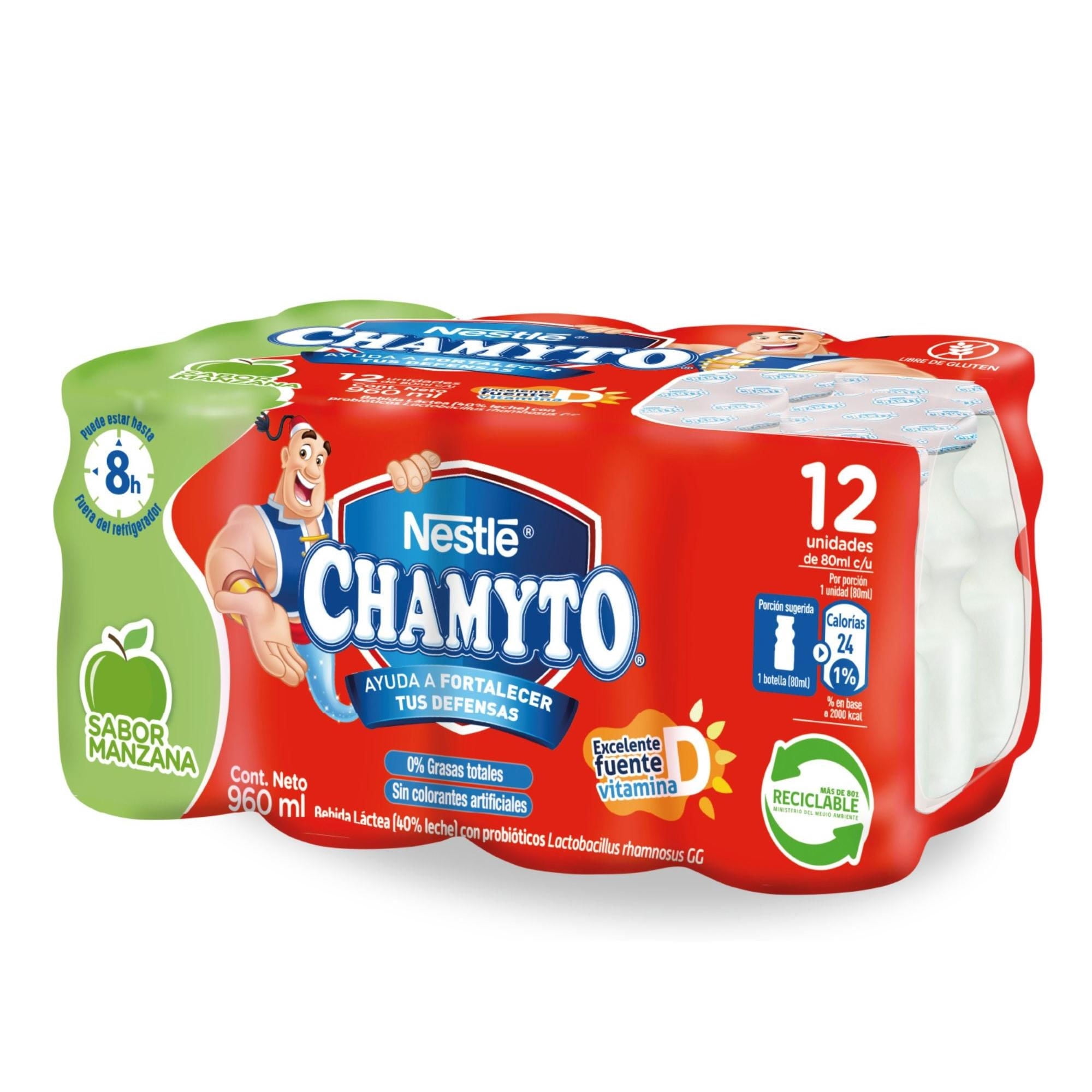 Bebida Láctea Probiótico Sabor Manzana Multipack Botella 80ml Chamyto