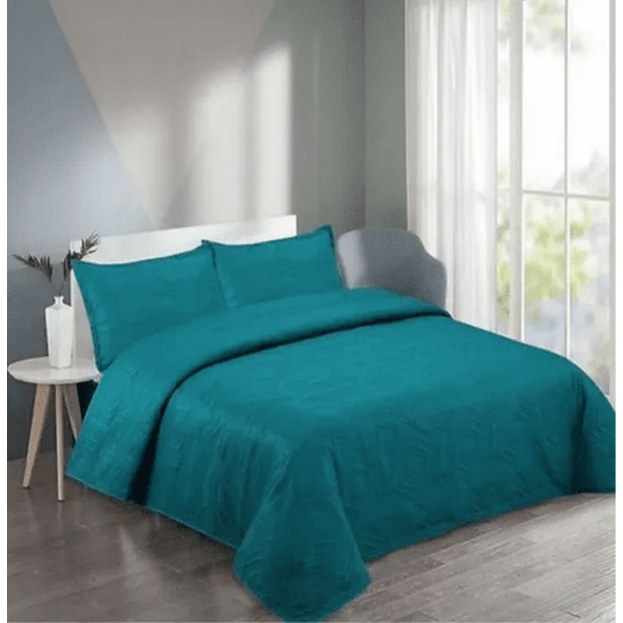 Genérico - Cubrecama Quilt Verano King Color Turquesa
