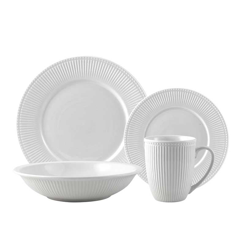 Mainstays - Juego De Loza 16 Piezas Emboss Blanco