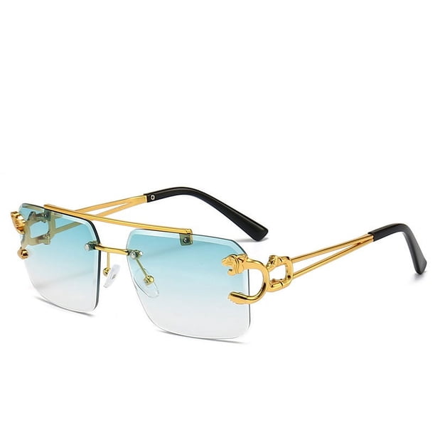 ENSARJOE Men's Fashionable Tinted Square Rimless Glasses - Perfect for Outdoor Activities and Protecting Your Eyes