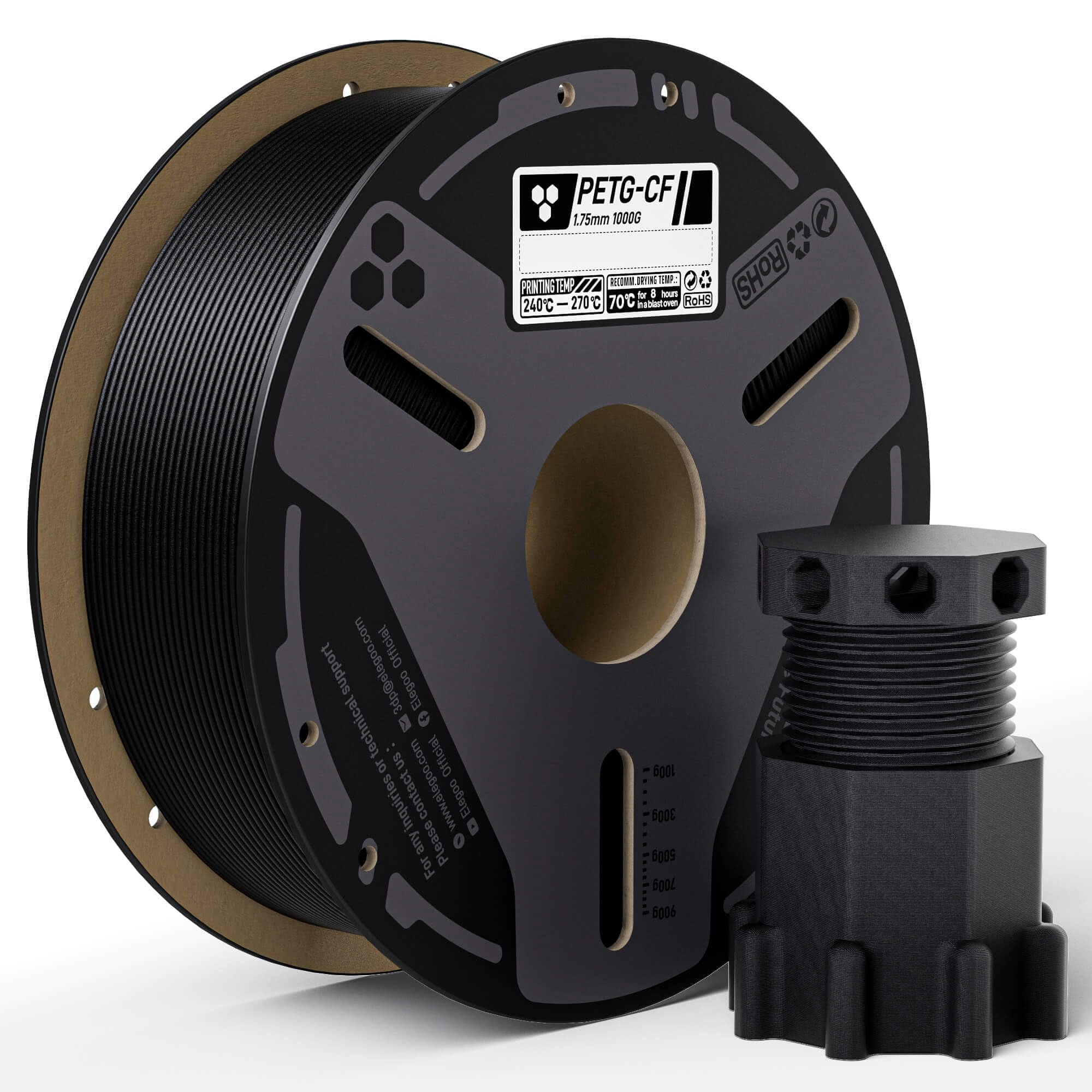 Filamento De Impresión 3d Elegoo De Fibra De Carbono Petg 1.75 Mm Negro 1 Kg