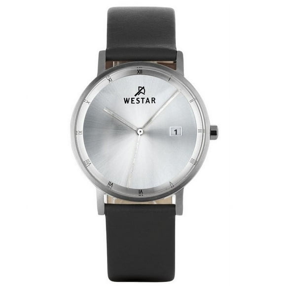 Reloj Profile Correa De Cuero Esfera Plateada Cuarzo 50221stn107 Para Hombre &nbsp;