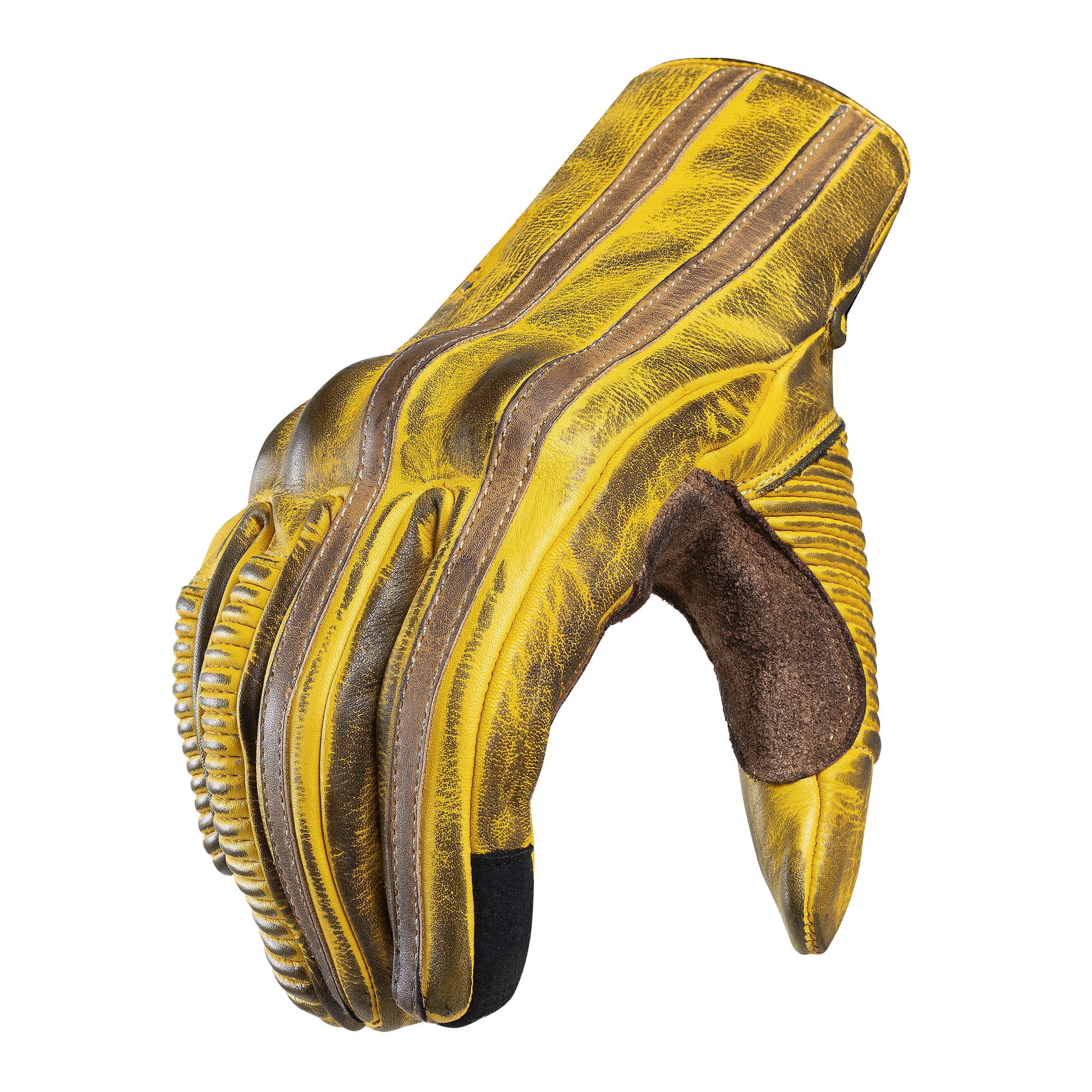 Guantes Cuero Natural Moto, Vintage Con Efecto Desgaste, Café. Horma Normal, No Chica. Respekt