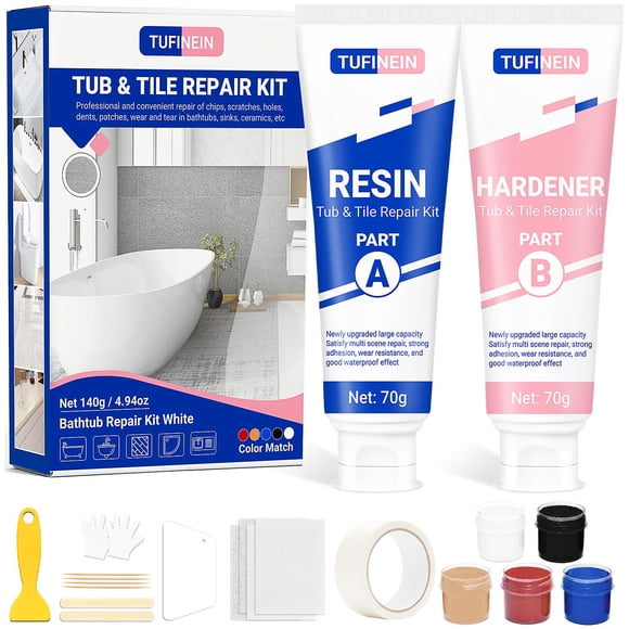 Kit de reparación de bañera TUFINEIN Porcelain Repair, 150 ml, blanco