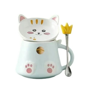El Edén - Tazón, Mug, Diseño De Gato Con Plato Y Cuchara, Kawaii