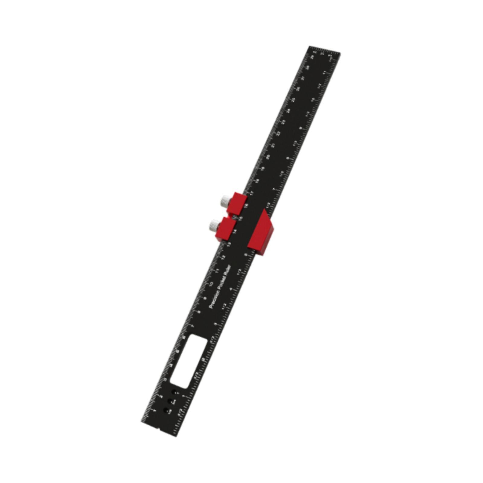 Magideal - Regla De Bolsillo Para Carpintería, Regla Cuadrada, Herramienta De Carpintería, Pulgadas Y Métricas, Aleación De Aluminio, Portátil, Regla De Trazado, 30 Centímetros