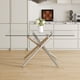 thumbnail image 1 of Large Modern Minimalist Rectangular Glass Dining Table with 0.39" Tempered Glass Tabletop and Silver Chrome Metal Legs, for Kitchen Dining Living Meeting Room Banquet hall,63''x35''x 29''W1151S00191, 1 of 3