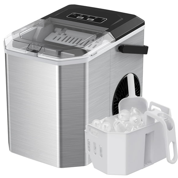 Máquina de hielo Silonn para encimera de acero inoxidable, 26 kg/día