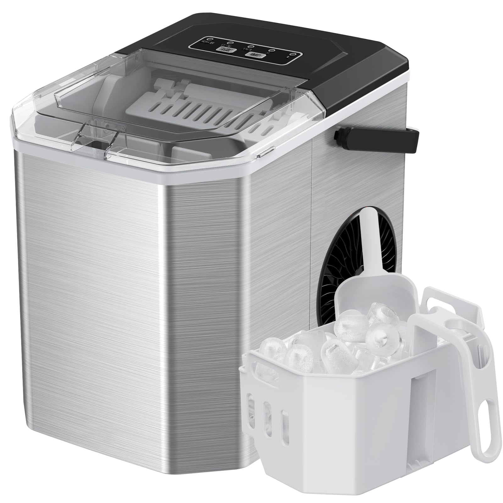 Máquina De Hielo Silonn Para Encimera De Acero Inoxidable, 26 Kg/día