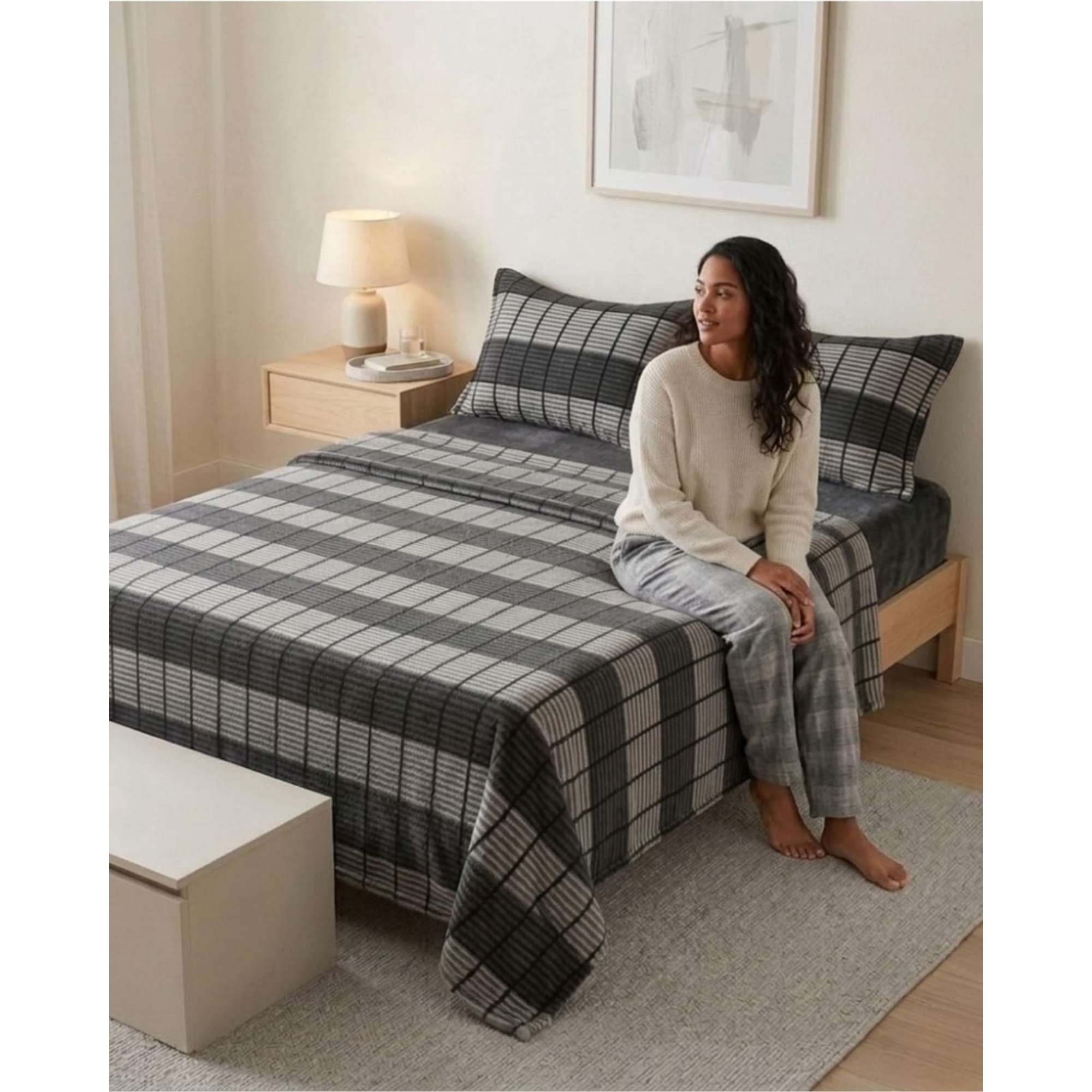 Mylhogar - Juego De Sabanas De Polar Suave Invierno King