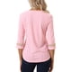 thumbnail image 3 of INSPIRE CHIC Blusas de Mujer con Mangas 3/4 Cuello en V con Encaje de Color Contrastante Blusas Casuales Rosa Claro Talla L, 3 of 5
