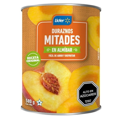 Duraznos En Mitades Tarro Drenado&Nbsp; 325 G- Neto 580 G Lider