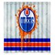 thumbnail image 1 of Cortina de ducha de los Edmonton Oilers, juego de cortina de baño con ganchos, tamaño 66 x 72 pulgadas, 1 of 3
