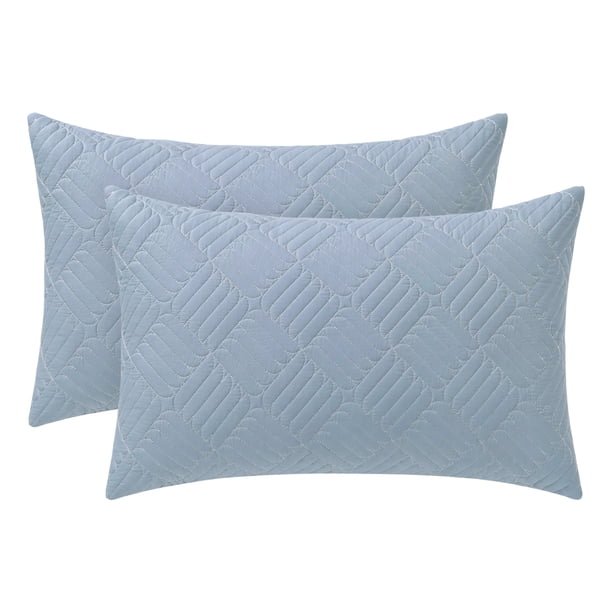 REGALWOVEN Protectores de Almohada con Sobre Tamaño Estándar 2 Piezas, Fundas de Almohada Transpirables Hipoalergénicas de Algodón para Hogar Hotel Azul Reina