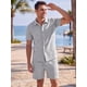 thumbnail image 4 of INSPIRE CHIC Conjunto de 2 Piezas para Hombre Camisa con Botones y Pantalones Cortos con Cordón Texturizados en Jacquard S Gris, 4 of 5
