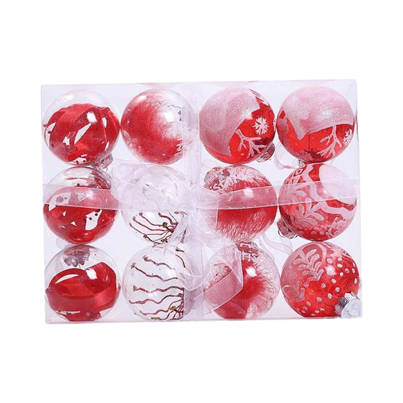 Magideal - 12 Piezas De Adornos De Bolas De Navidad, Decoración De De Navidad Con Cinta, Adornos Navideños A Granel Para Patio, Porche, Corona, Vacaciones Rojo