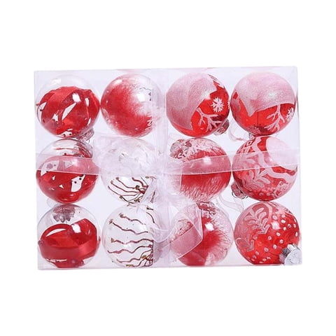 Magideal - 12 Piezas De Adornos De Bolas De Navidad, Decoración De De Navidad Con Cinta, Adornos Navideños A Granel Para Patio, Porche, Corona, Vacaciones Rojo