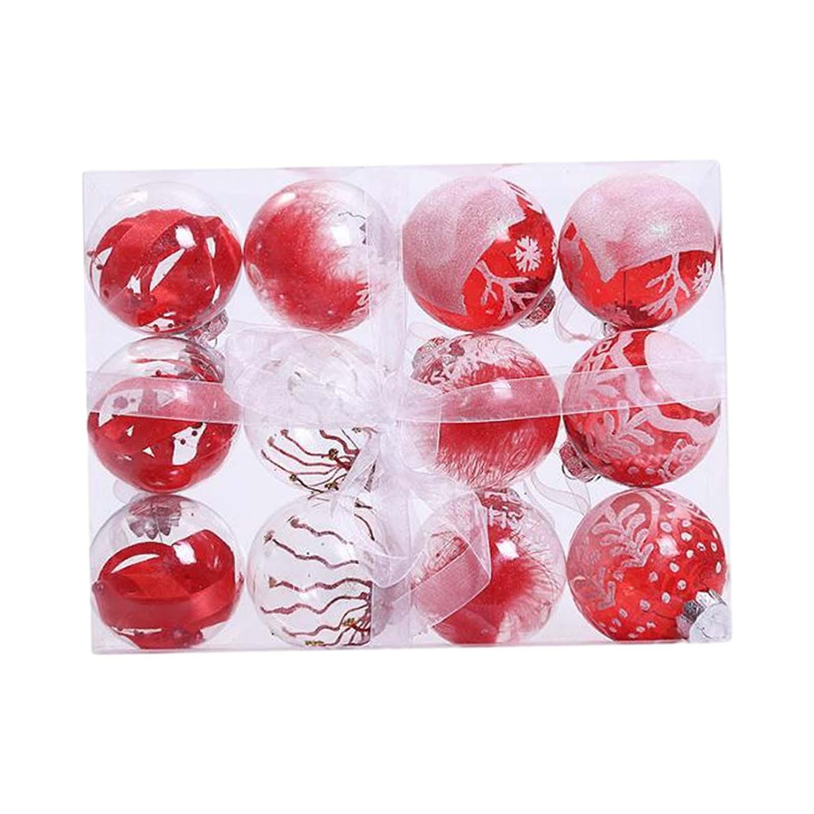 Magideal - 12 Piezas De Adornos De Bolas De Navidad, Decoración De De Navidad Con Cinta, Adornos Navideños A Granel Para Patio, Porche, Corona, Vacaciones Rojo