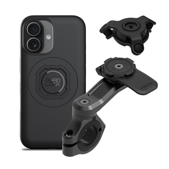 Kit Quad Lock PRO para Montaje en Manillar de Motocicleta con Amortiguador de Vibraciones y Funda MAG