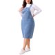 thumbnail image 4 of Agnes Orinda Vestido de Tirantes de Mezclilla con Tirantes para Mujer de Talla Grande, Falda de Jean Distressed Racerback 3X Azul Claro, 4 of 5