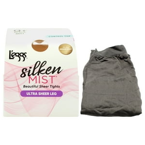 Medias Transparentes De Seda Silken Mist, Ultra Transparentes, Lsm200 Black Mist De Leggs Para Mujer, 1 Par (Talla Q Plus)