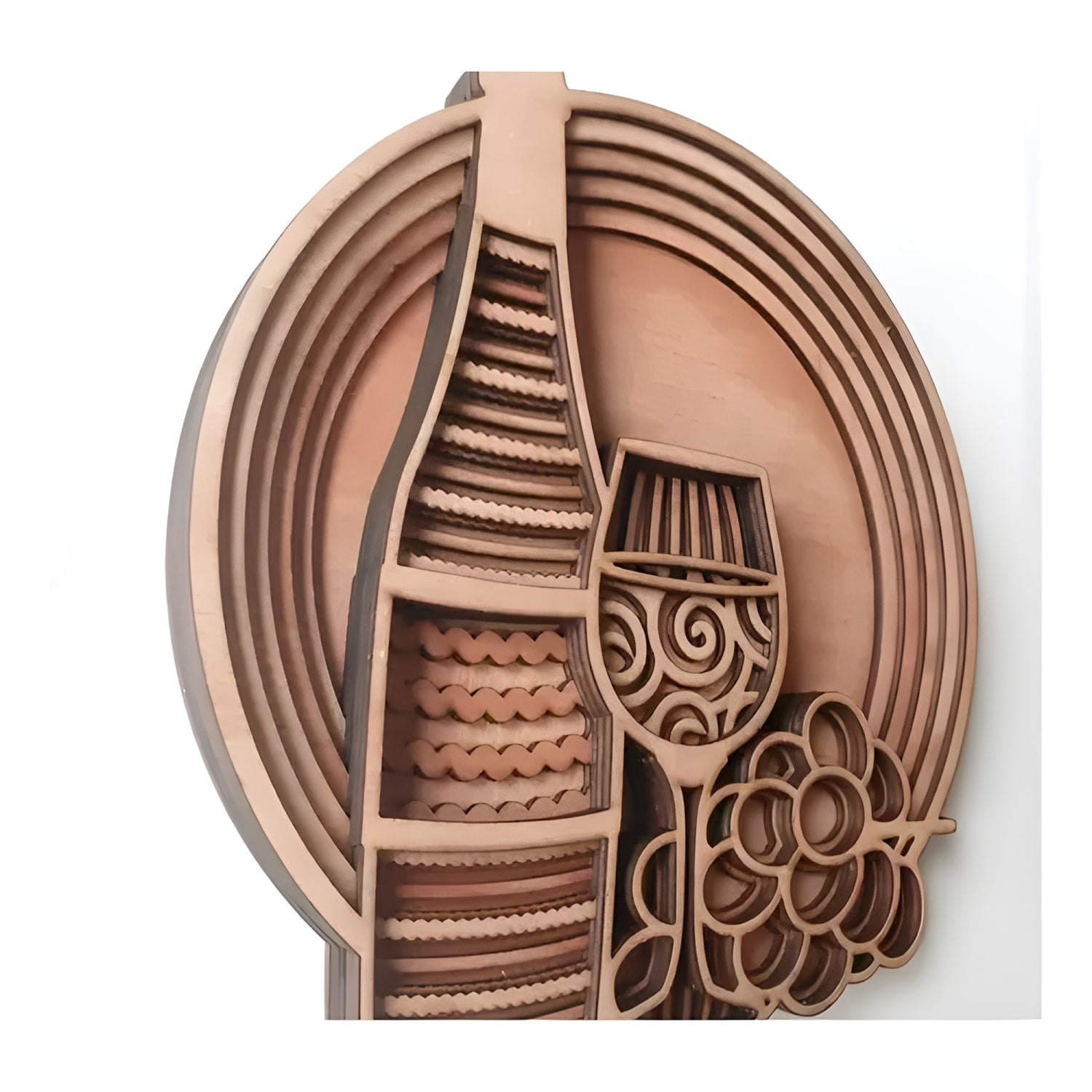 Genérico - Cuadro Decorativo Vino Con Uvas En Madera