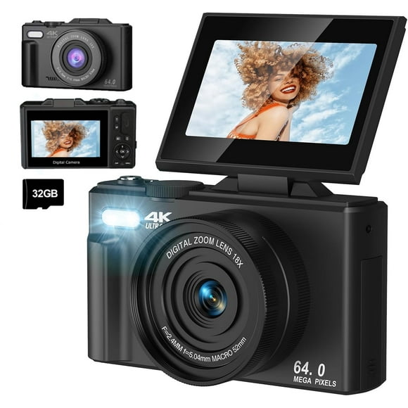 Cámara Fotografía Digital 4K 30fps 64MP Pantalla Giratoria - Innedd