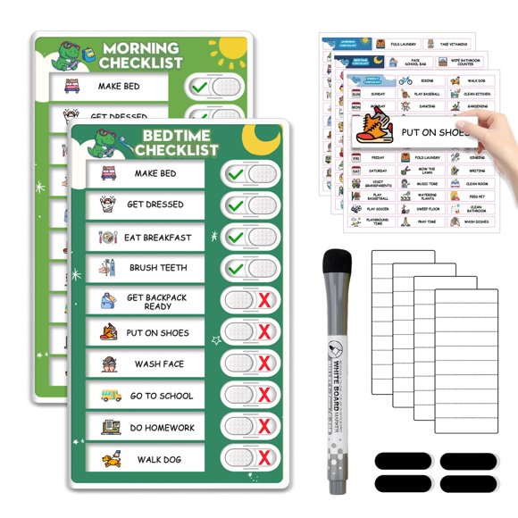Calendario de Tareas Magnético Boxveria para Niños – 2 Tableros de Pizarra Borrable