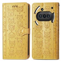 Funda Cartera Foxdock Para Nothing Phone 3A , Flip Pu Con Relieve De Gatos Y Perros, Tarjetero Y Soporte